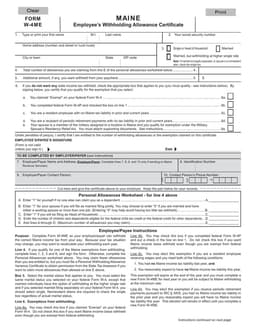 Maine Personal Allowances Worksheet for Tax Withholding form preview
