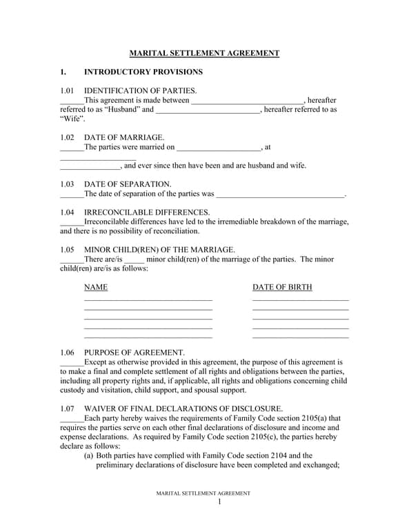 Alabama Marriage Dissolution Agreement Detailing Minors