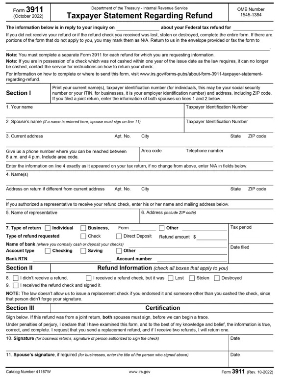 Get the most current 3911 form now