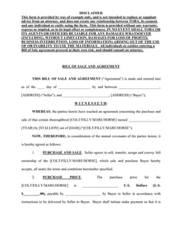 TOBA Horse Sale Agreement Template form preview