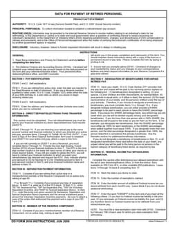 DD 2656 – Retirement/Survivor Benefits Election form preview