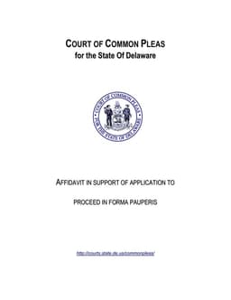 Delaware Affidavit for Financial Hardship Waiver in Court Costs form preview
