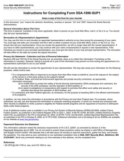 Social Security SSA-1696-SUP1 - Revoking Representative Authority During Claim Processing form preview