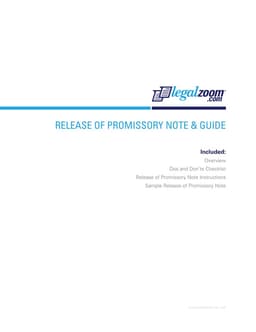 LegalZoom Release of Promissory Note Agreement - Concluding Loan Obligations form preview