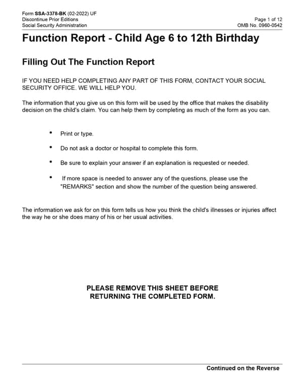 Get the most current ssa-3378-bk form now