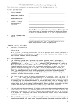 Scotland Tenancy Agreement under Housing Act 1988 Section 32 form preview