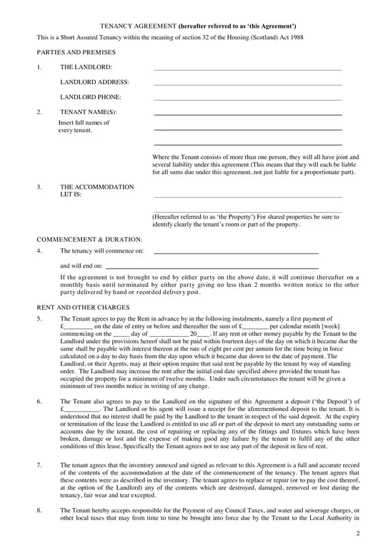 Get the most current Scotland Tenancy Agreement under Housing Act 1988 Section 32 form now