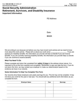 ssa-821 form preview