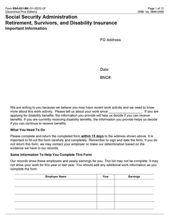 Get the most current ssa-821 form now