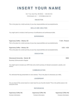 ATS simple food service resume form preview