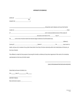 Domicile Affidavit Validation for Deceased Person's Residence form preview