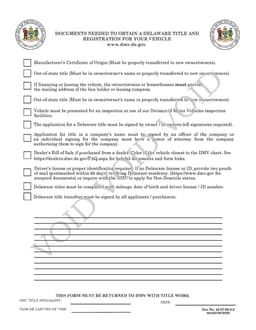 Delaware Domain Leasing Application for Vehicle Registration and Title Transfer form preview