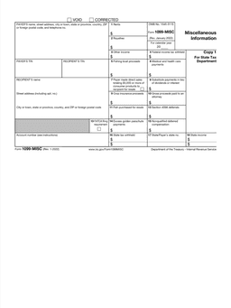 1099-MISC – Miscellaneous Income Reporting form preview