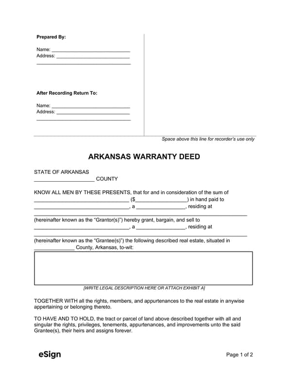 Arkansas Real Estate Transfer and Guarantee Deed 101