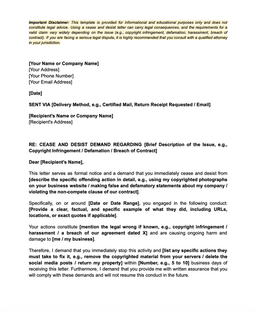 Cease and Desist Letter Template form preview