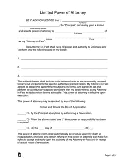Limited Power of Attorney - Assign Specific Tasks with Details form preview