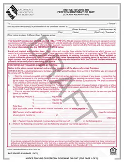 California Tenant Protection Act Notice - C.A.R. Form PCQ Revised 6/20 form preview