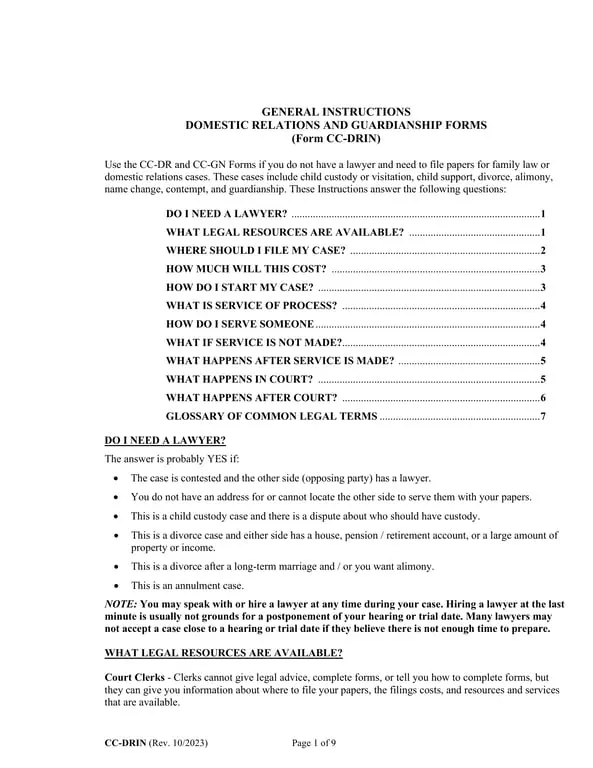 CC-DRIN - Maryland Domestic Relations and Guardianship Support Affidavit