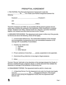 Prenuptial Agreement - Premarital Contract Outlining Asset Division and Divorce Conditions form preview