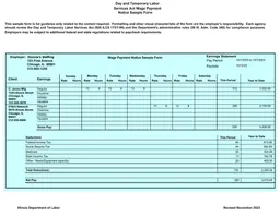 Illinois Wage Payment Notice Sample - Comprehensive Salary Record form preview